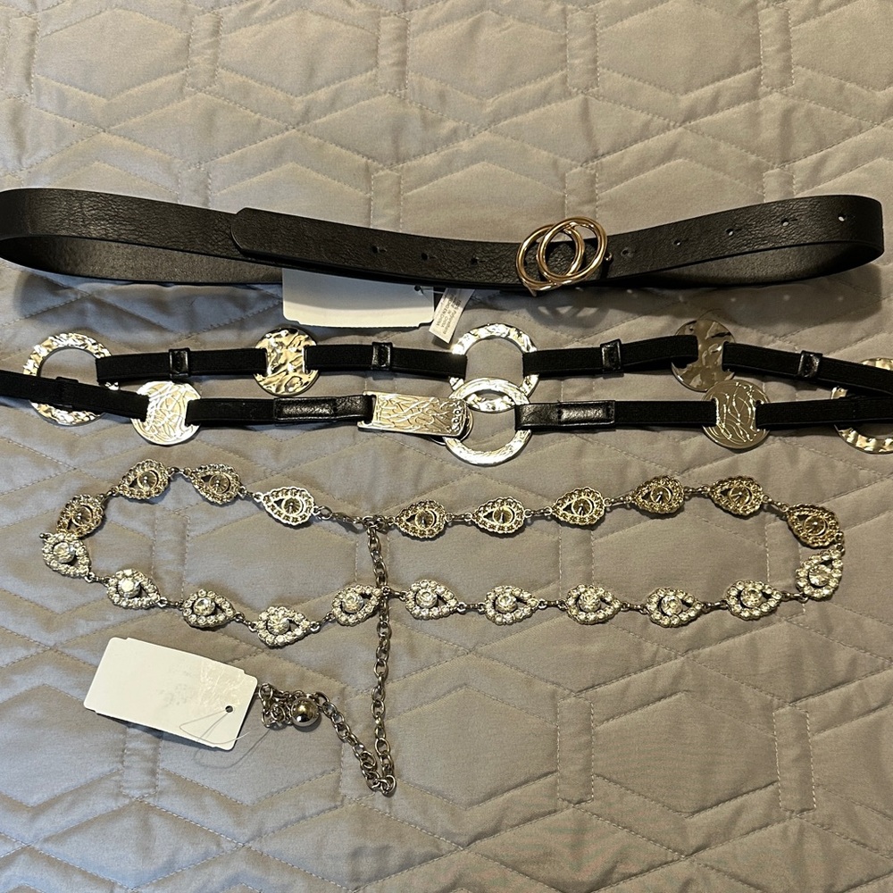 O/S ⭐️3 NWT Adjustable Dress Belts. See measurements